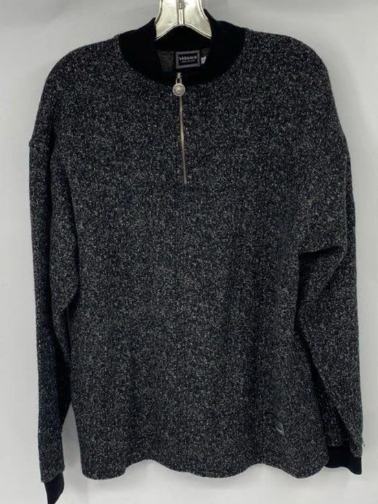 Versace Sweaters - Versace women's grey speckled knit 1/4 zip pullover sweater authentic with COA